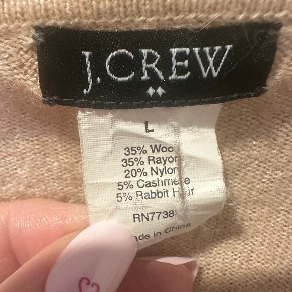 J Crew Womens Beige V Neck Long Sleeve Sweater Knit Top Size L - Picture 2 of 5